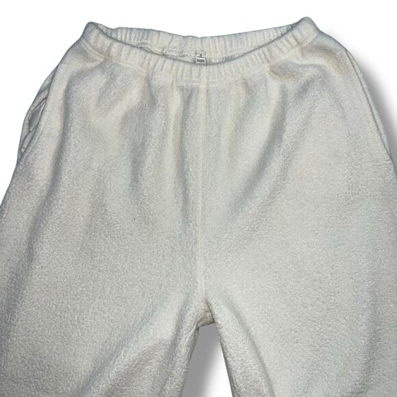 Mast Womens Fleece Casual Sweatpants Ivory Cream Straight Leg Pockets Soft Small - Picture 2 of 7
